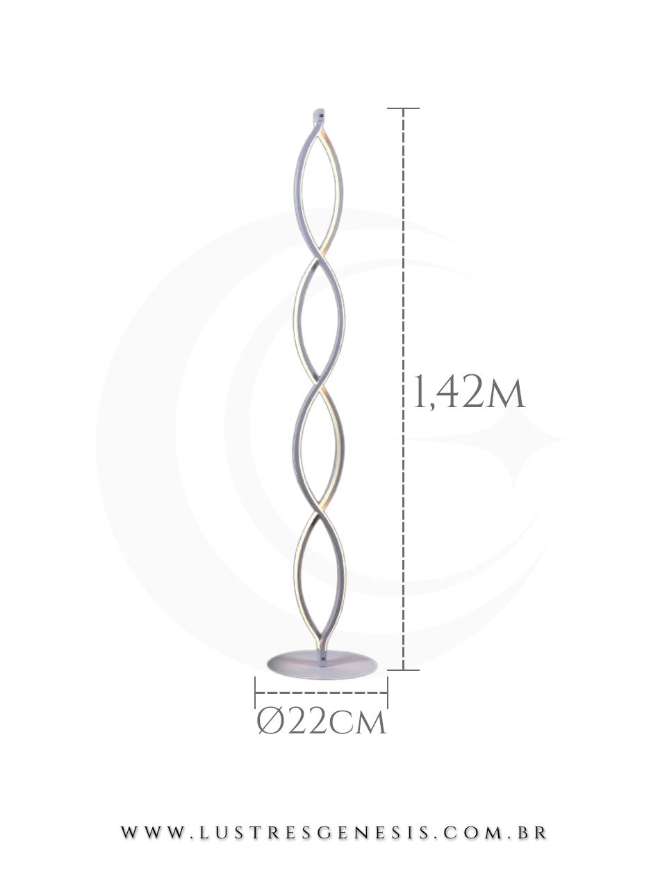 Luminaria interna de chao coluna led contemporanea branco 22x142cm 46w 3000k, sala, quarto de casal, cabeceira, living, corredor
